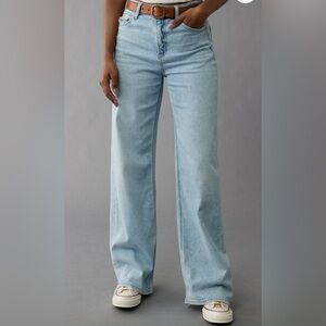 American Eagle Dreamy Drape Stretch Super High-Waisted Baggy Wide-Leg Jean